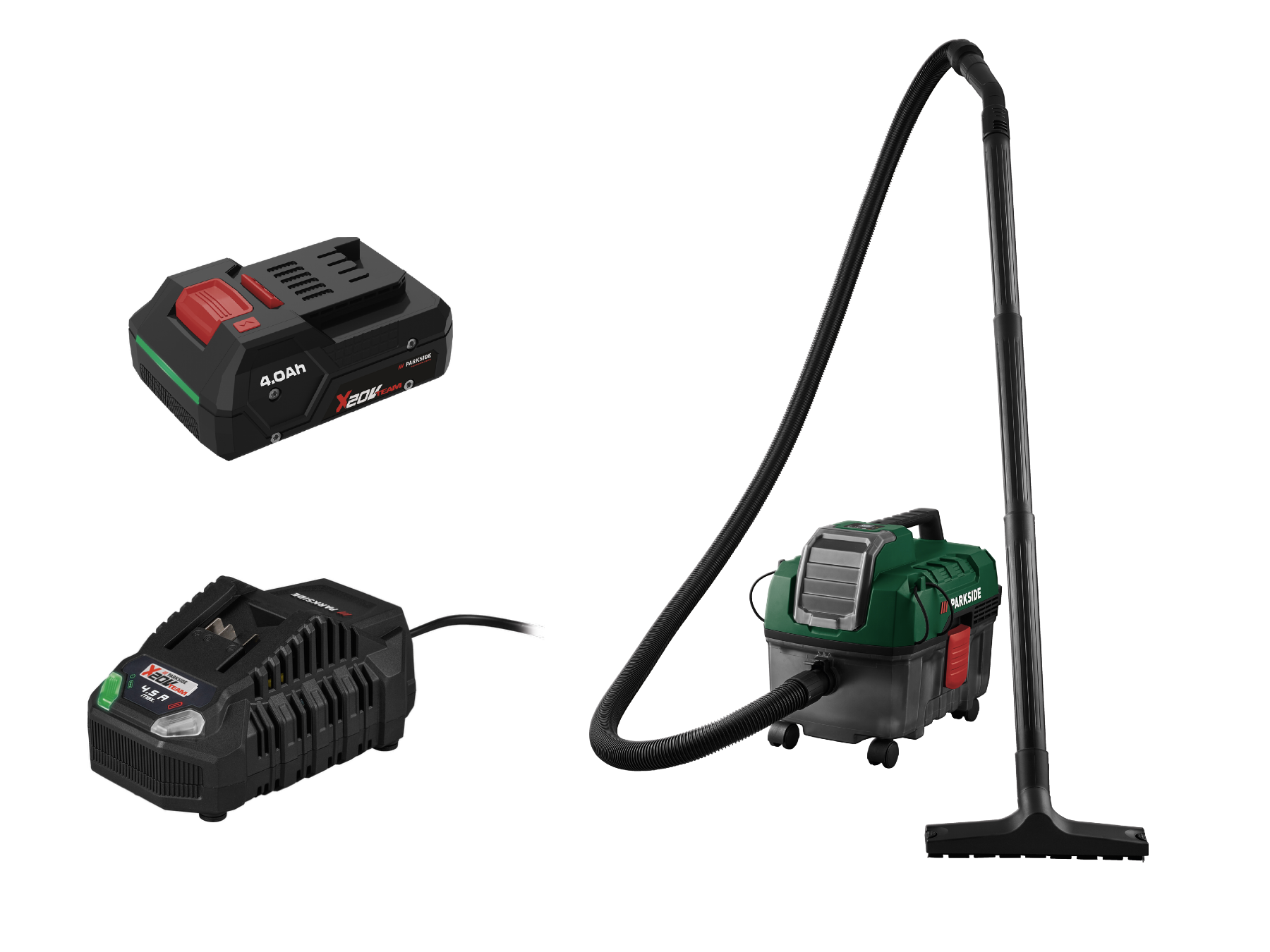 Parkside® Aku vysavač na mokré a suché vysávání Pawd 20-Li A1, Smart 4 Ah