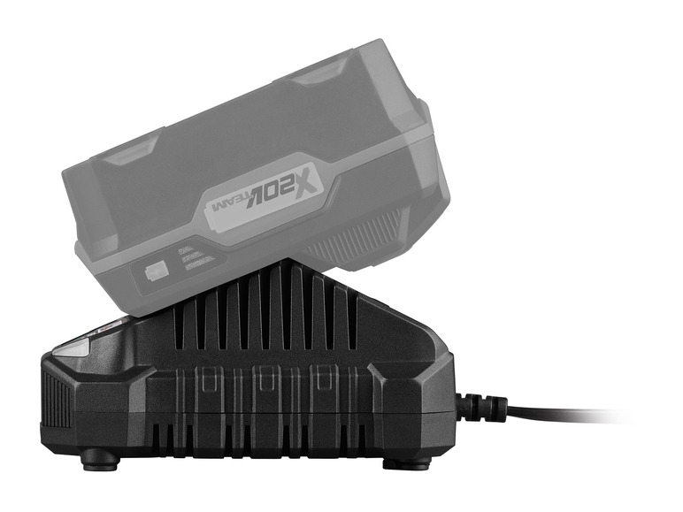 Černá nabíječka nabíjí baterii X20V Max.