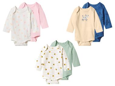 lupilu® Dětské body s dlouhými rukávy, 2 kusy