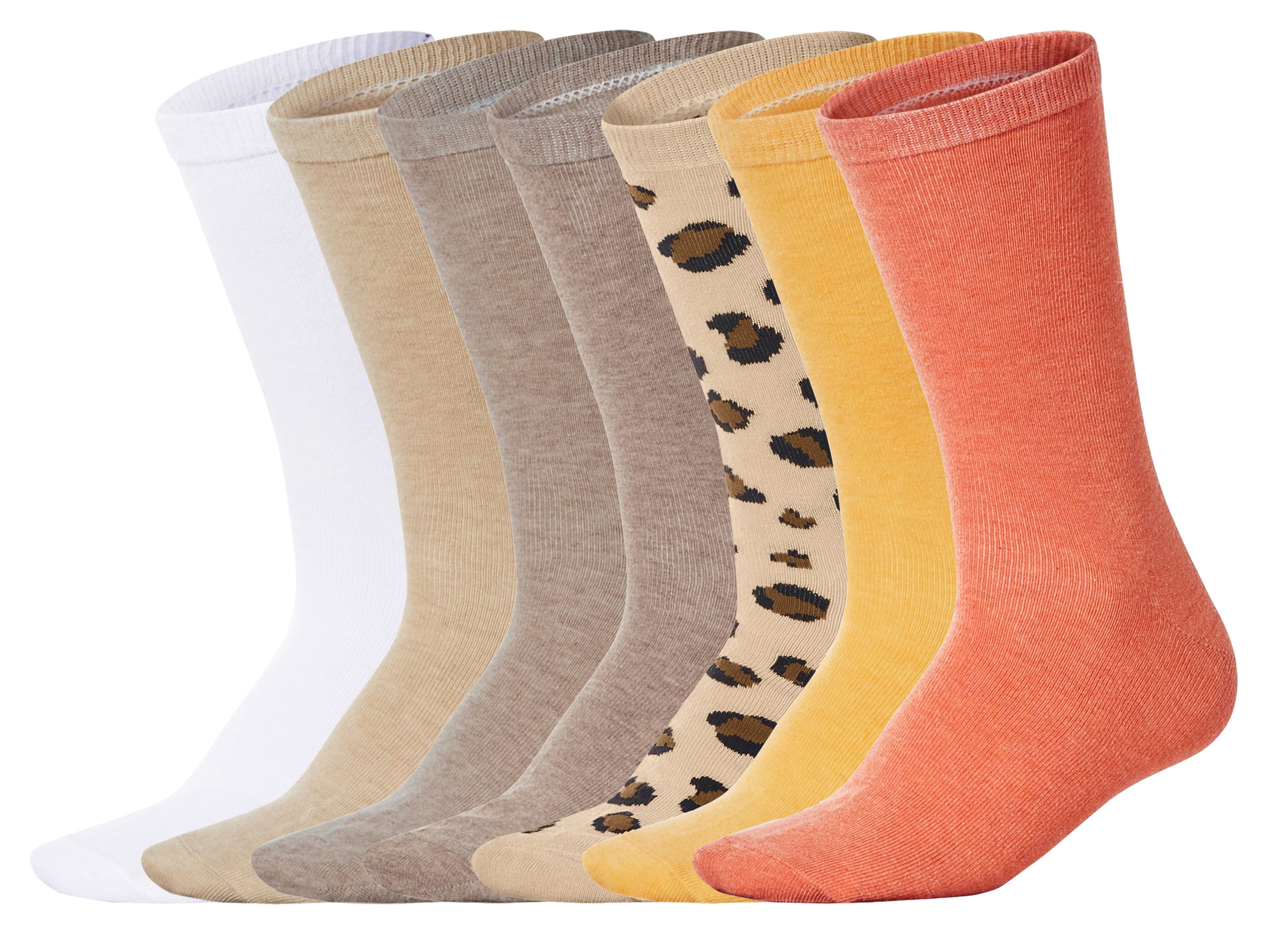 esmara® Dámské ponožky s BIO bavlnou, 7 párů (bílá/béžová/žlutá, 39-42)