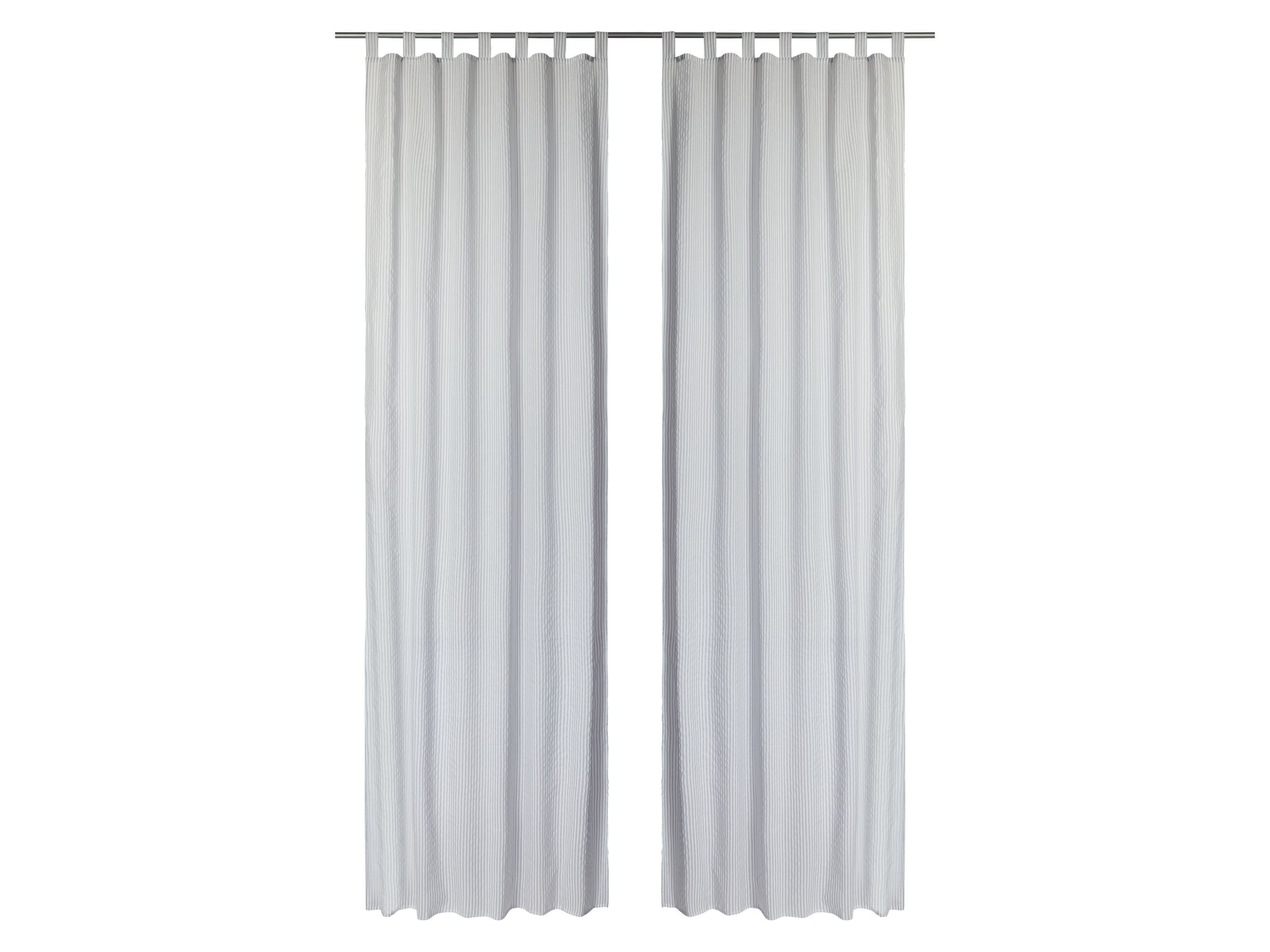 Livarno home Sada závěsů, 2dílná, 120 x 300 cm (šedá/pruhy)