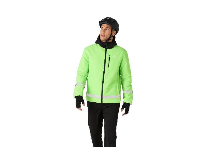 Muž v cyklistické bundě a přilbě Crivit.