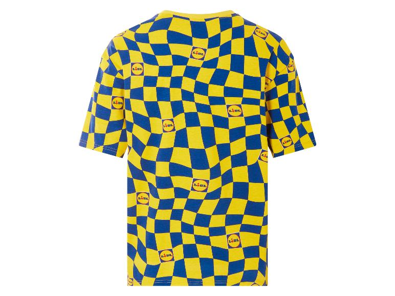 Lidl tričko se žluto-modrým karó vzorem.