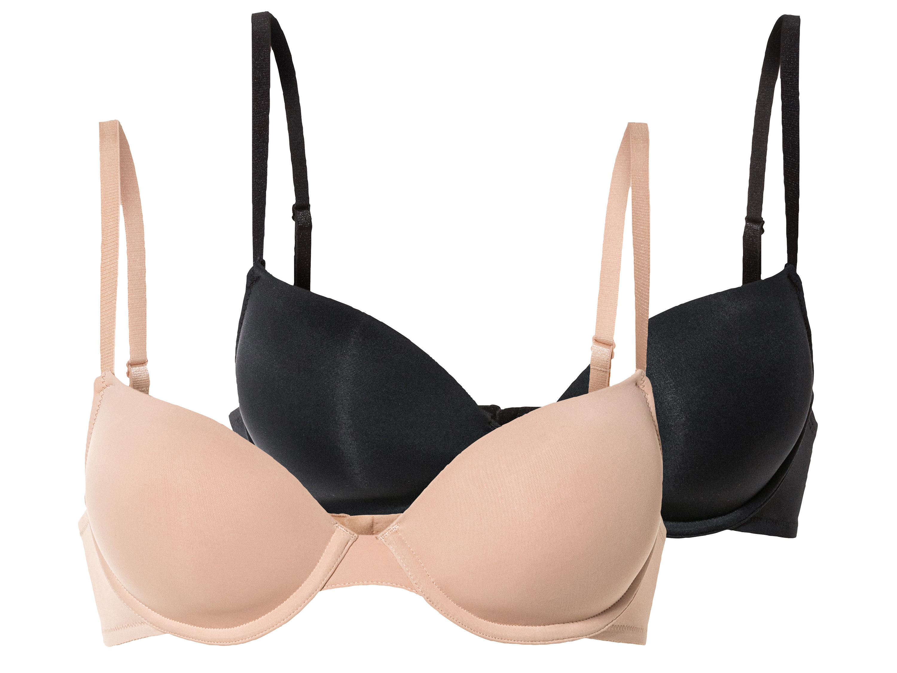 esmara® Dámská podprsenka, 2 kusy (85C, černá/béžová)