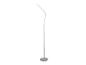 Bílá LED stojací lampa s flexibilním husím krkem a kulatou základnou.
