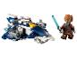 LEGO Star Wars sada s modrobílou stíhačkou a minifigurkou se světelným mečem.