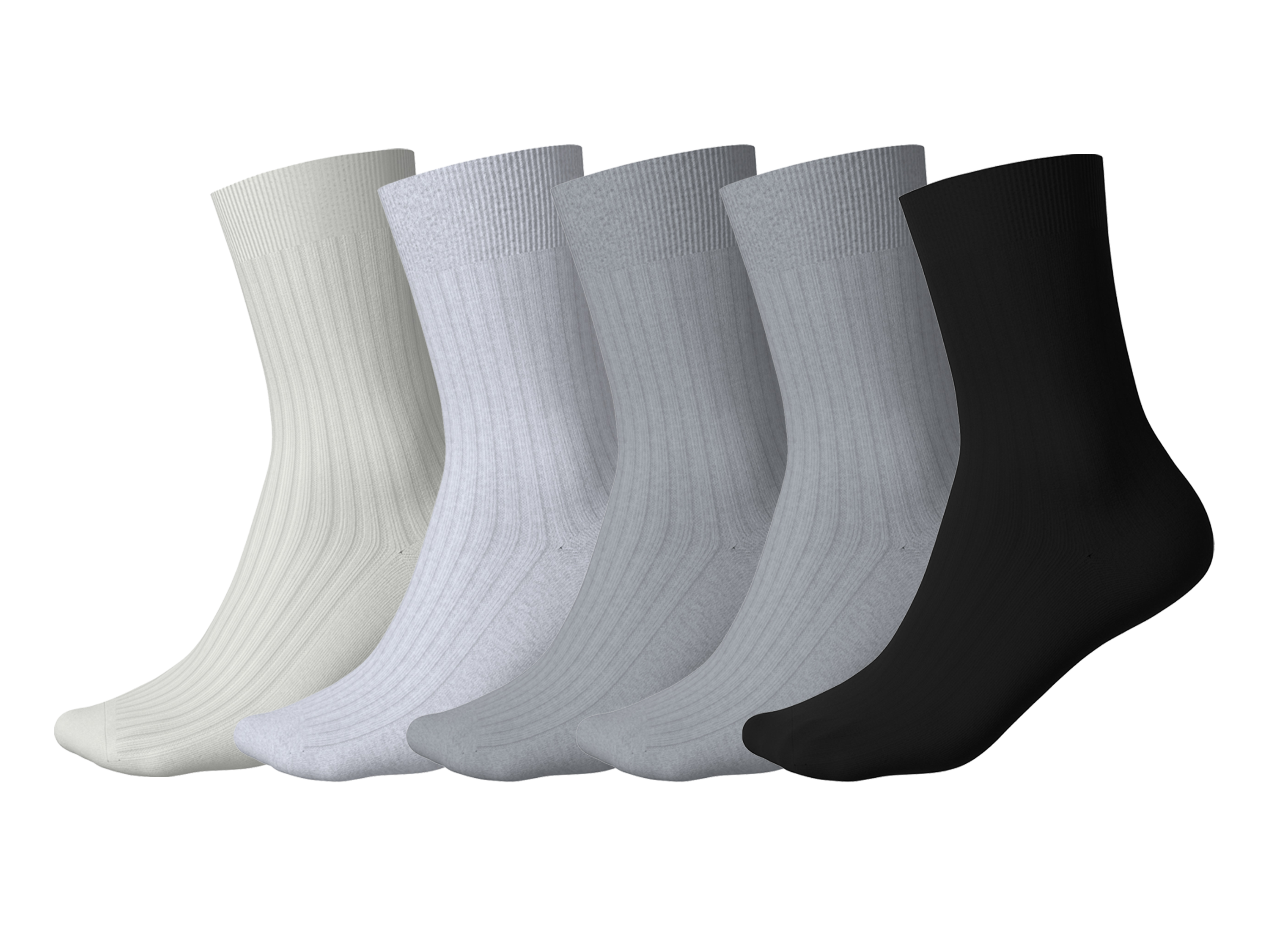 Esmara® Dámské ponožky s BIO bavlnou, 5 párů (bílá/šedá/černá, 35-38)