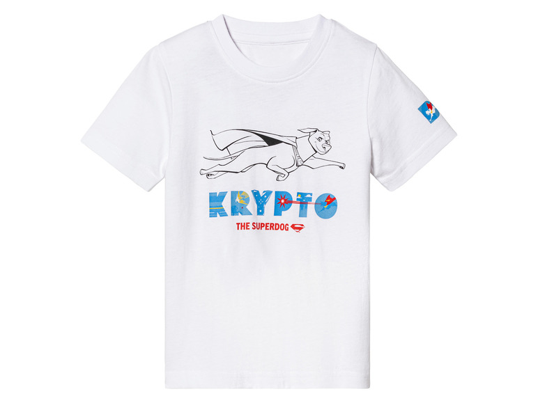 Bílé tričko s Kryptem, superpsem.