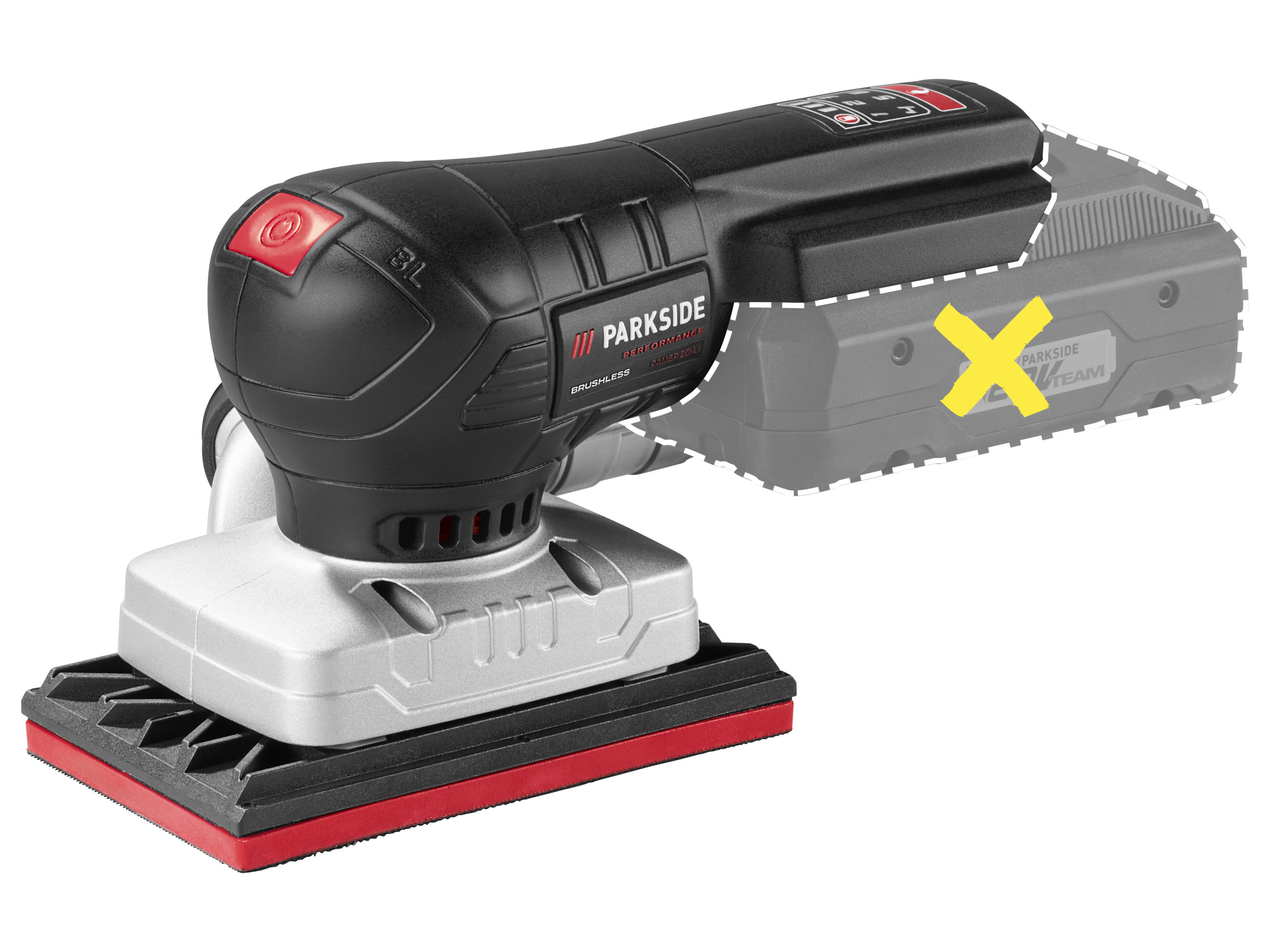 Parkside Performance® Aku vibrační bruska Pamsp 20-Li A2 / Aku excentrická bruska Paesp 20-Li A2 – bez akumulátoru a nabíječky (aku vibrační bruska 20