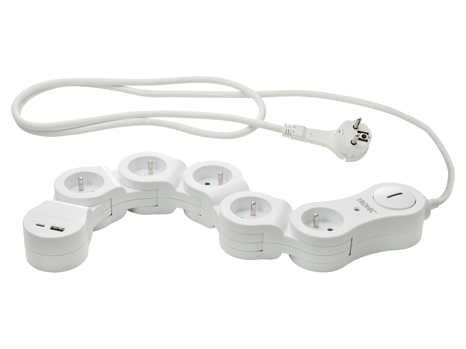 Tronic® Ohebná zásuvková lišta (zásuvková lišta/bílá)