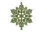 Zelená třpytivá sněhová vločka izolovaná na bílém pozadí.