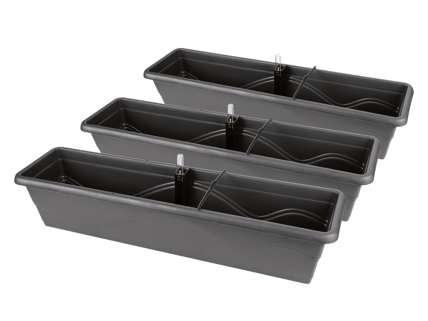 PARKSIDE® Sada samozavlažovacích truhlíků, 80 cm, antracitová, 3dílná