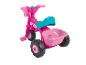Růžová trojkolka Barbie s košíkem na hračky.