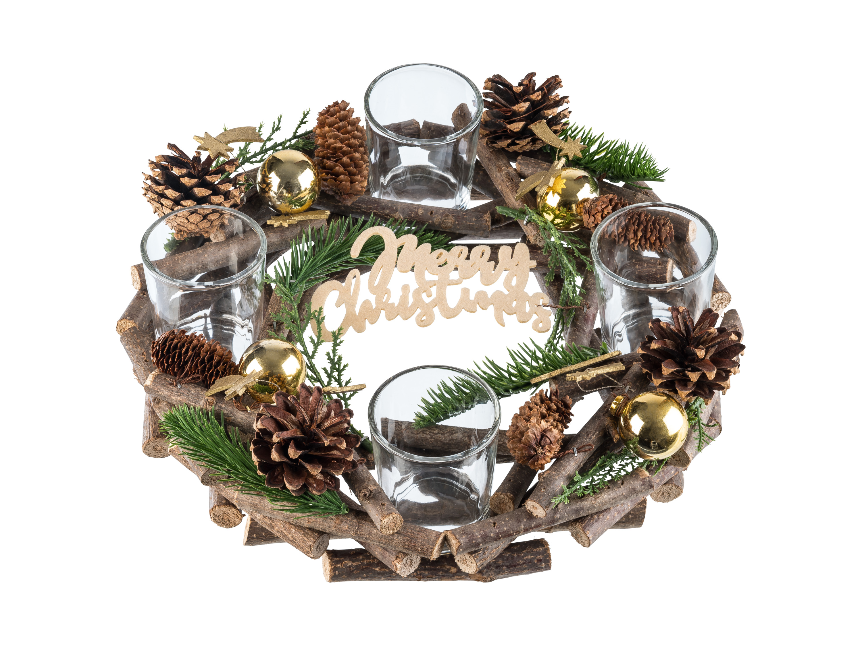 Livarno home Adventní věnec (zlatá)