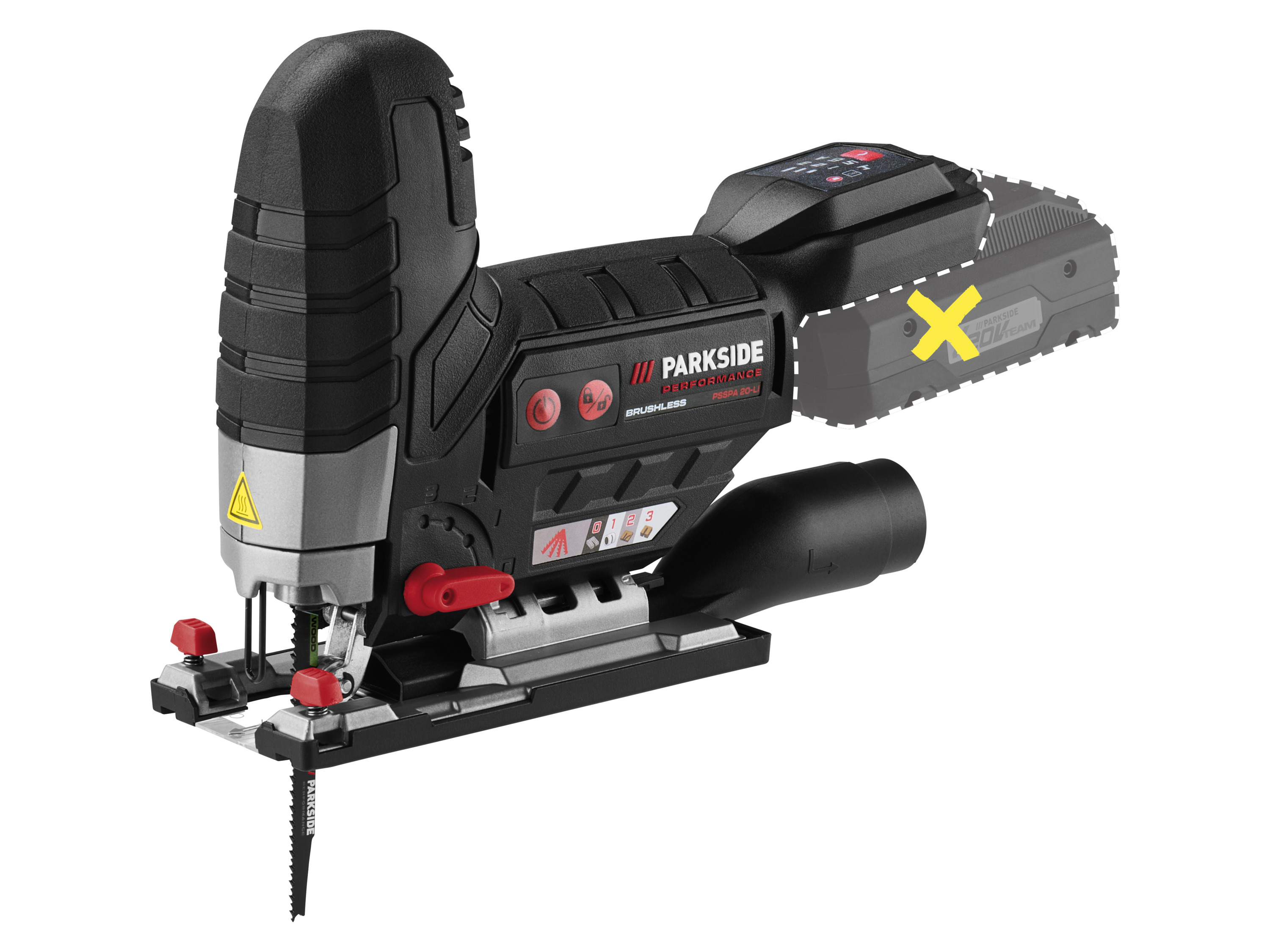 Parkside Performance® Aku přímočará pila Psspa 20-Li F4 – bez akumulátoru a nabíječky