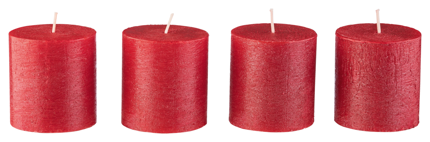 Livarno® Sada rustikálních svíček, 4dílná (červená)