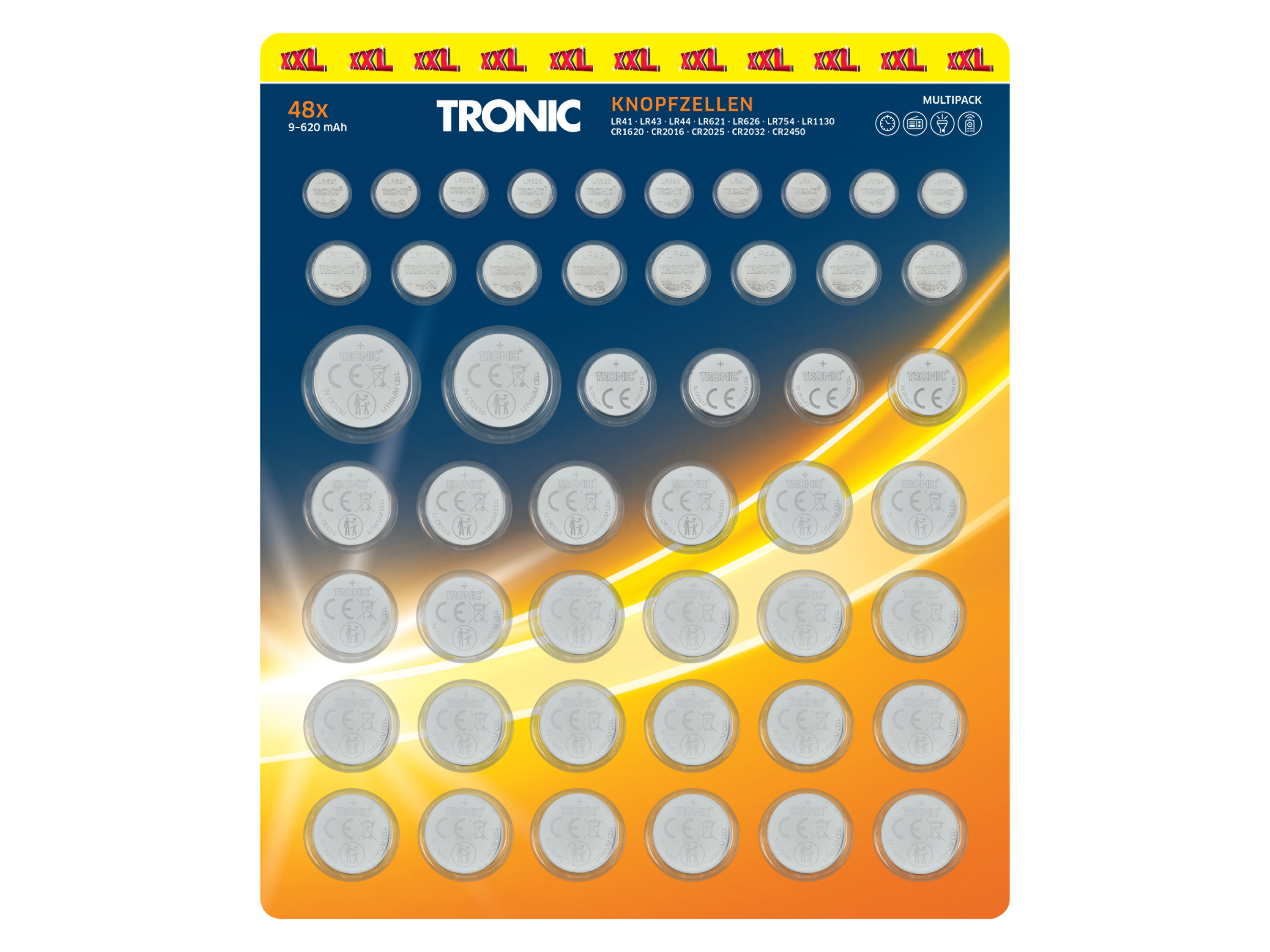 Tronic® Knoflíkové baterie, 48 kusů