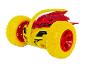 Žluté a červené Spinact kaskadérské auto s velkými koly.