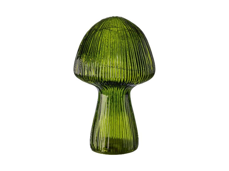 Zelená žebrovaná skleněná dekorativní lampa ve tvaru houby