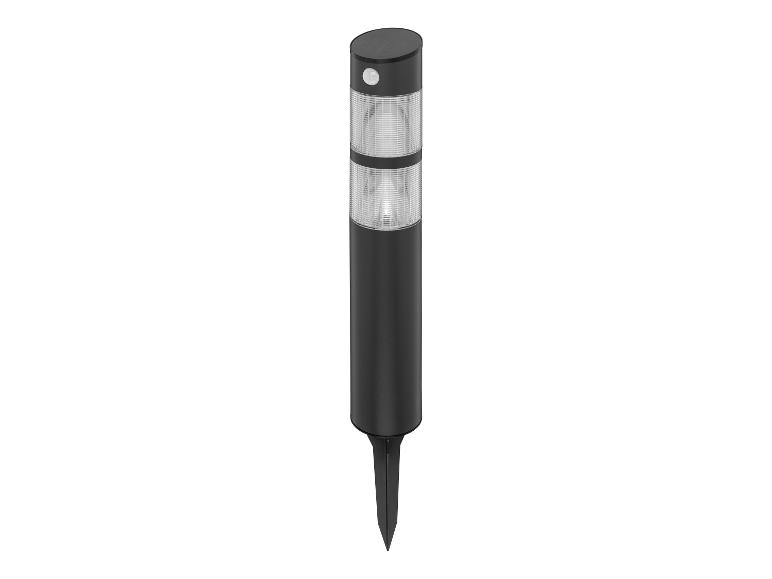 Černá solární zahradní lampa s hrotem pro zapíchnutí.