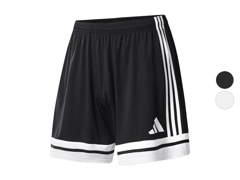 Černé sportovní šortky Adidas s bílými pruhy a logem