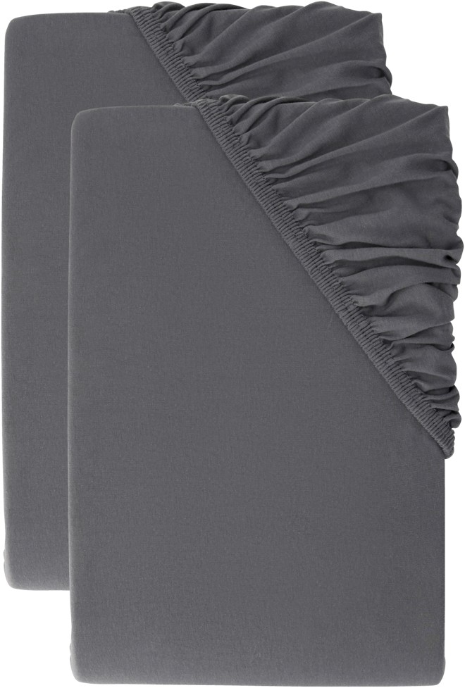 Livarno® Sada žerzejových napínacích prostěradel, 90–100 x 200 cm, tmavě šedá, 2dílná