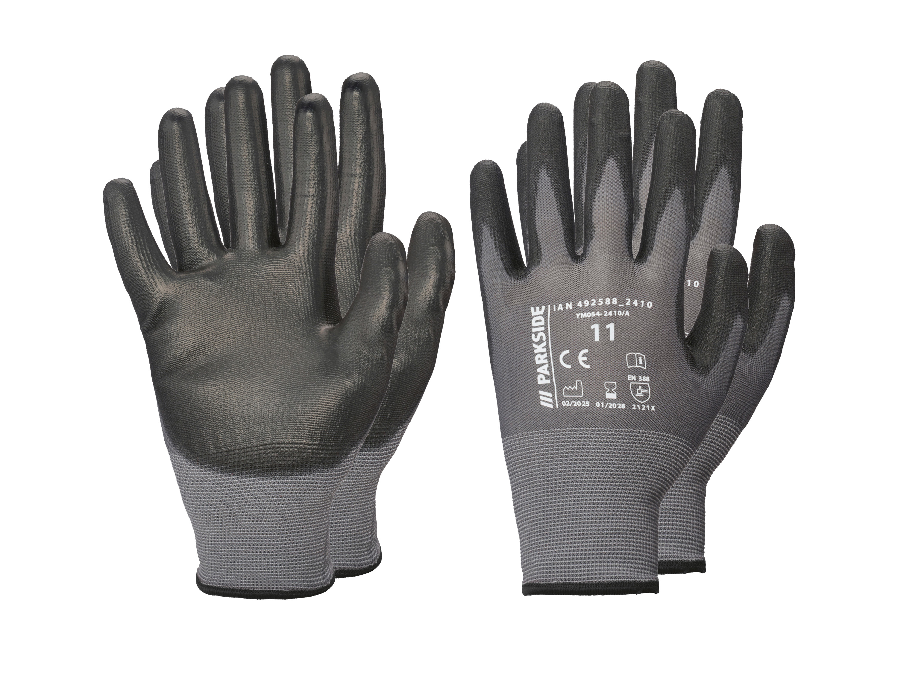 Parkside® Pracovní rukavice, 2 páry (antracitová/černá, 11)