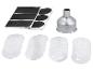Tabulové etikety, kovový trychtýř a plastové disky na kořenky.