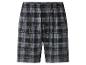 Černé a šedé kostkované šortky s elastickým pasem.
