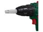 Zelená a červená elektrická vrtačka s bílým vrtákem