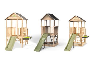 EXIT TOYS Panorama dřevěný hrací domek se skluzavkou