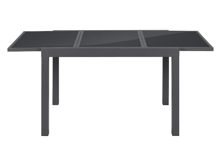 Šedý rozkládací zahradní stůl se skleněnou deskou