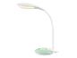 Bílá LED stolní lampa se zelenou základnou: moderní a stylové osvětlení.
