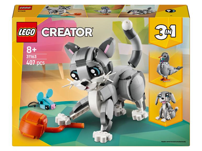 Sada LEGO Creator 3 v 1 s kočkou, myší, ptákem a psem.