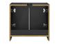 Černá koupelnová skříňka pod umyvadlo se dvěma dvířky a viditelnými panty.