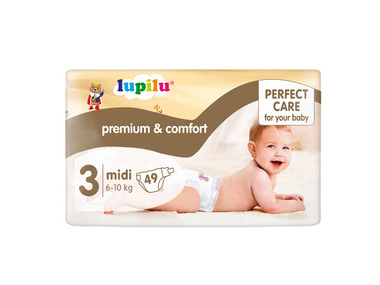 lupilu® Dětské pleny Premium Comfort, velikost 3 MIDI, 49 kusů