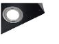 Detail světla černé kuchyňské digestoře se stříbrným kroužkem, s nápisem 'LAMP MAX 1.5W 12V'.