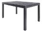 Moderní zahradní stůl s kompozitovou deskou a antracitovou kovovou konstrukcí.