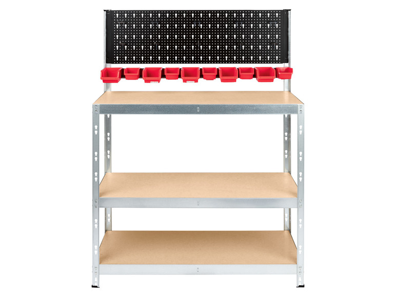  Zobrazit na celou obrazovku PARKSIDE® Vysokozátěžový regál se 3 policemi a stěnou na nářadí Rivet, 136 x 100 x 40 cm - Obrázek 3