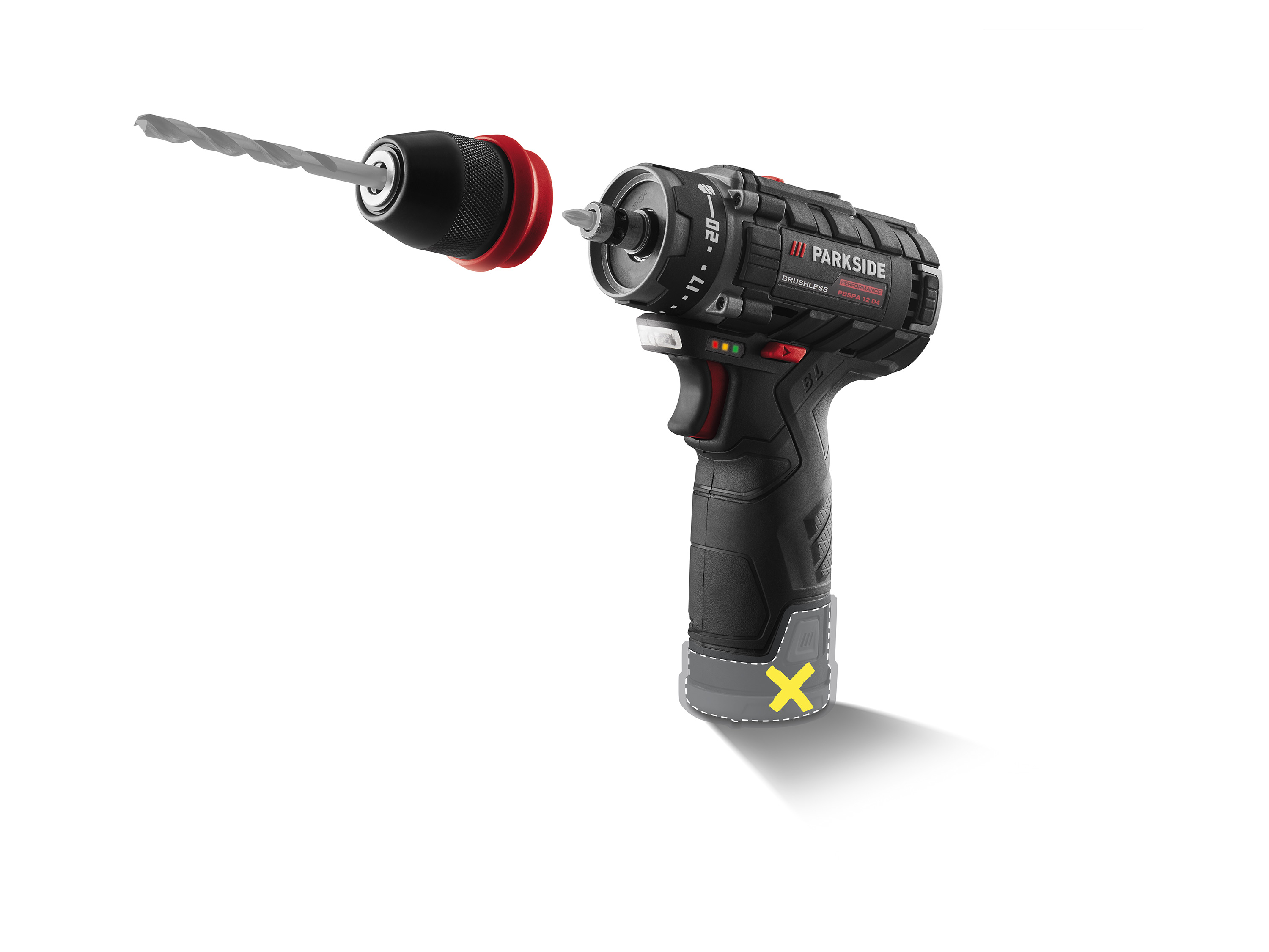 Parkside Performance® Aku vrtací šroubovák Pbspa 12 D4 – bez akumulátoru a nabíječky