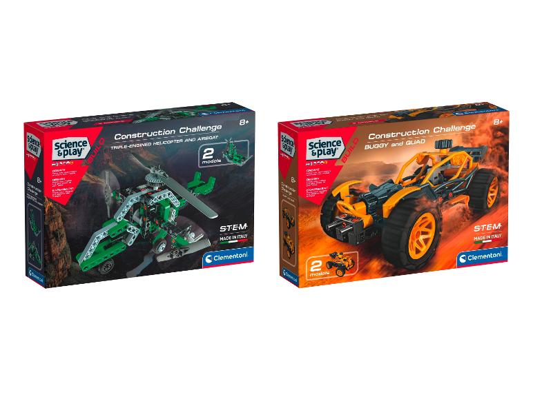 Clementoni Science & Play: Helikoptéra a člun, buggy a čtyřkolka k sestavení.