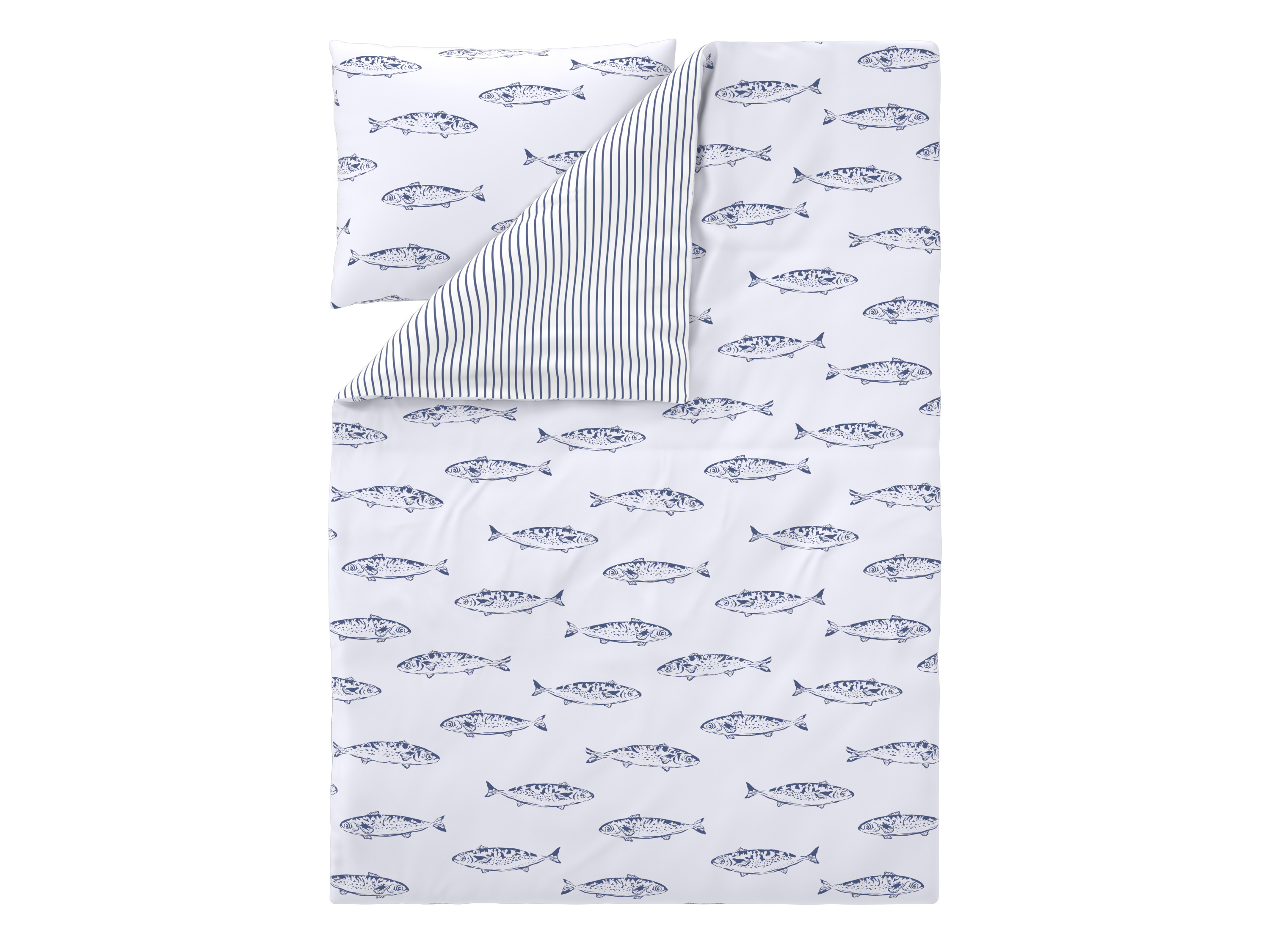 Livarno® Ložní povlečení Renforcé, 140 x 200 cm, 70 x 90 cm (ryby)