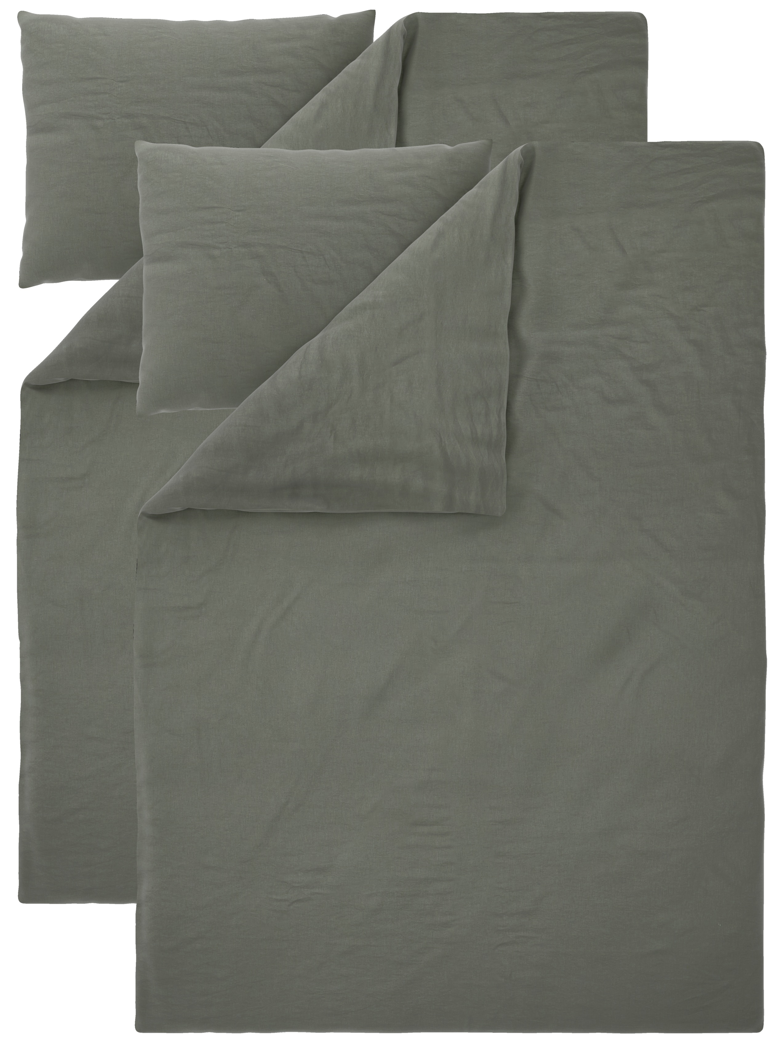 Livarno® Sada ložního povlečení s podílem lnu, 140 x 200 cm, 70 x 90 cm, 2dílná, zelená