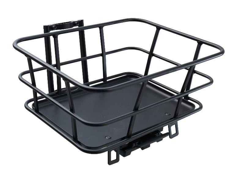 Černý košík na kolo s nosností 10 kg.