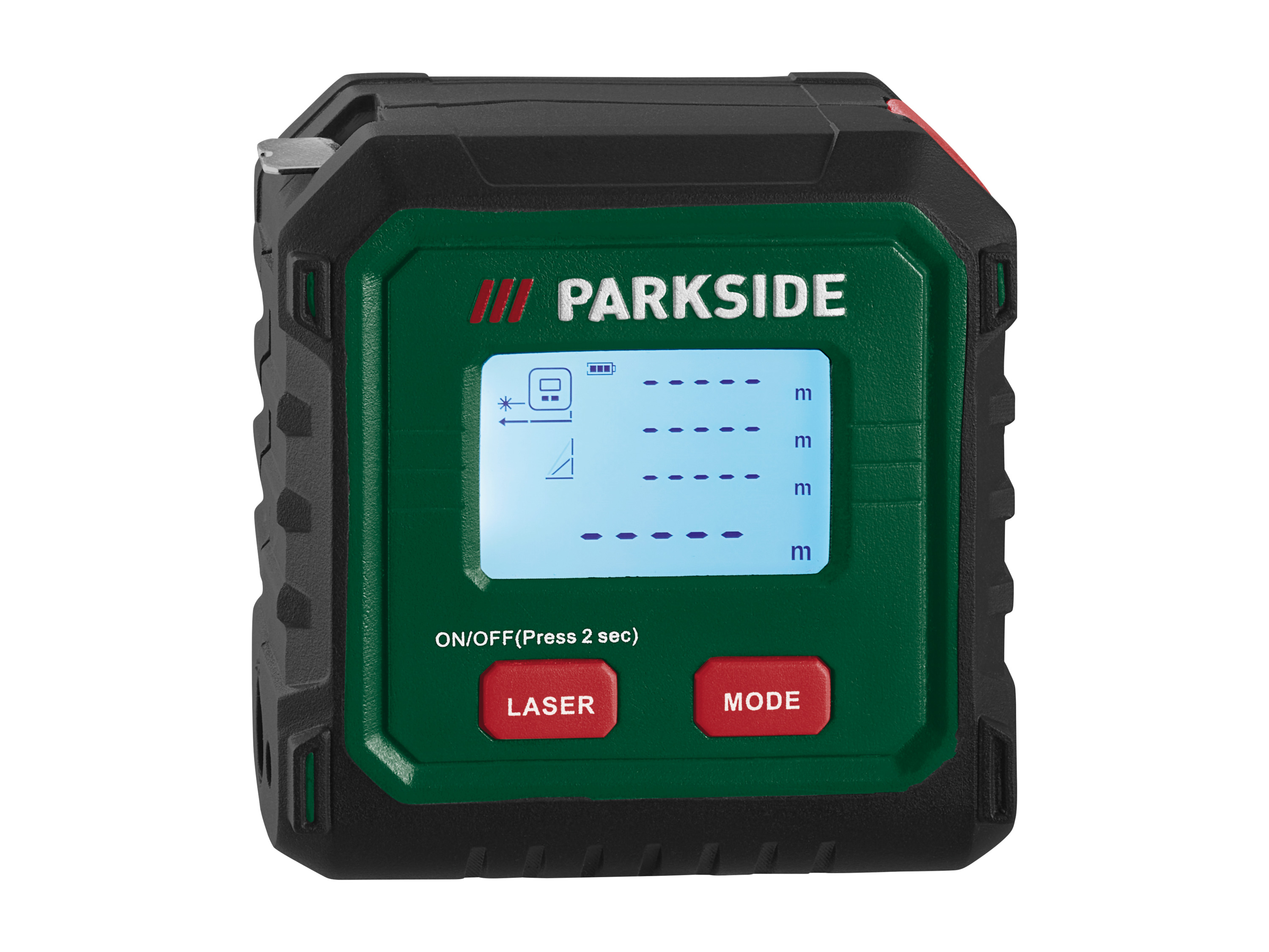 Parkside® Laserový měřič vzdálenosti s měřicím pásmem Plmb C3
