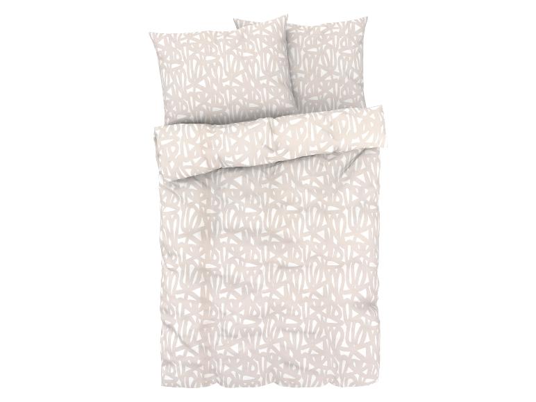 Béžová ložní souprava s abstraktním vzorem: povlak na přikrývku, povlaky na polštáře.