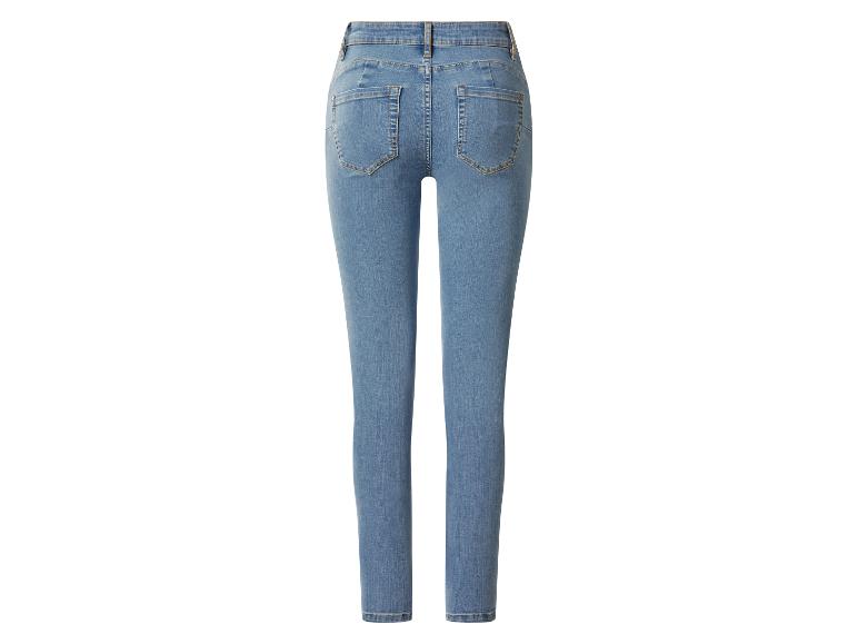 Světle modré dámské skinny džíny, zadní pohled