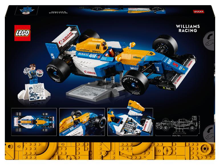 Sada LEGO Williams Racing s závodním autem a minifigurkou.