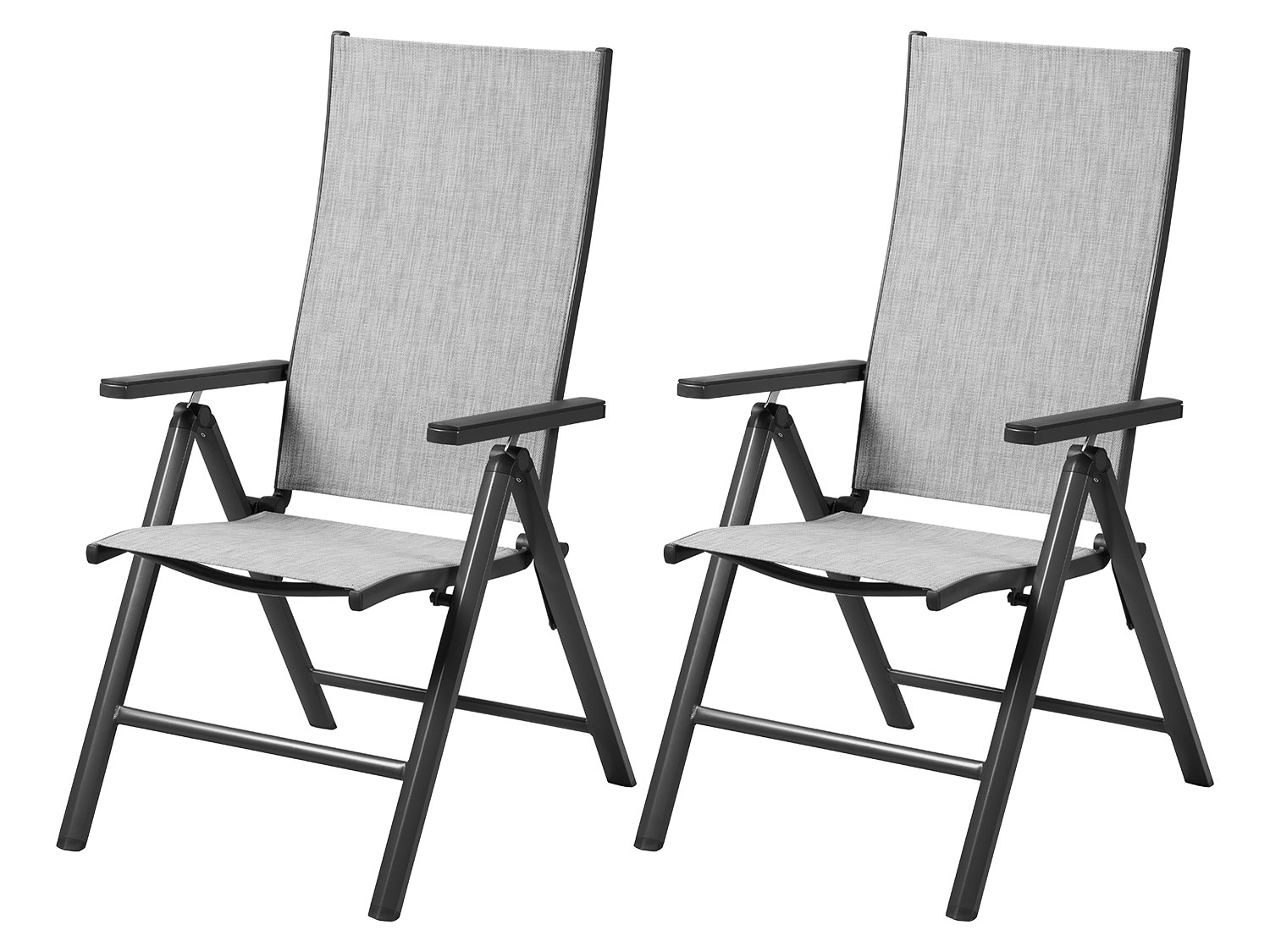 Livarno® Hliníkové polohovací křeslo Houston, antracitová/světle šedá, 2 kusy