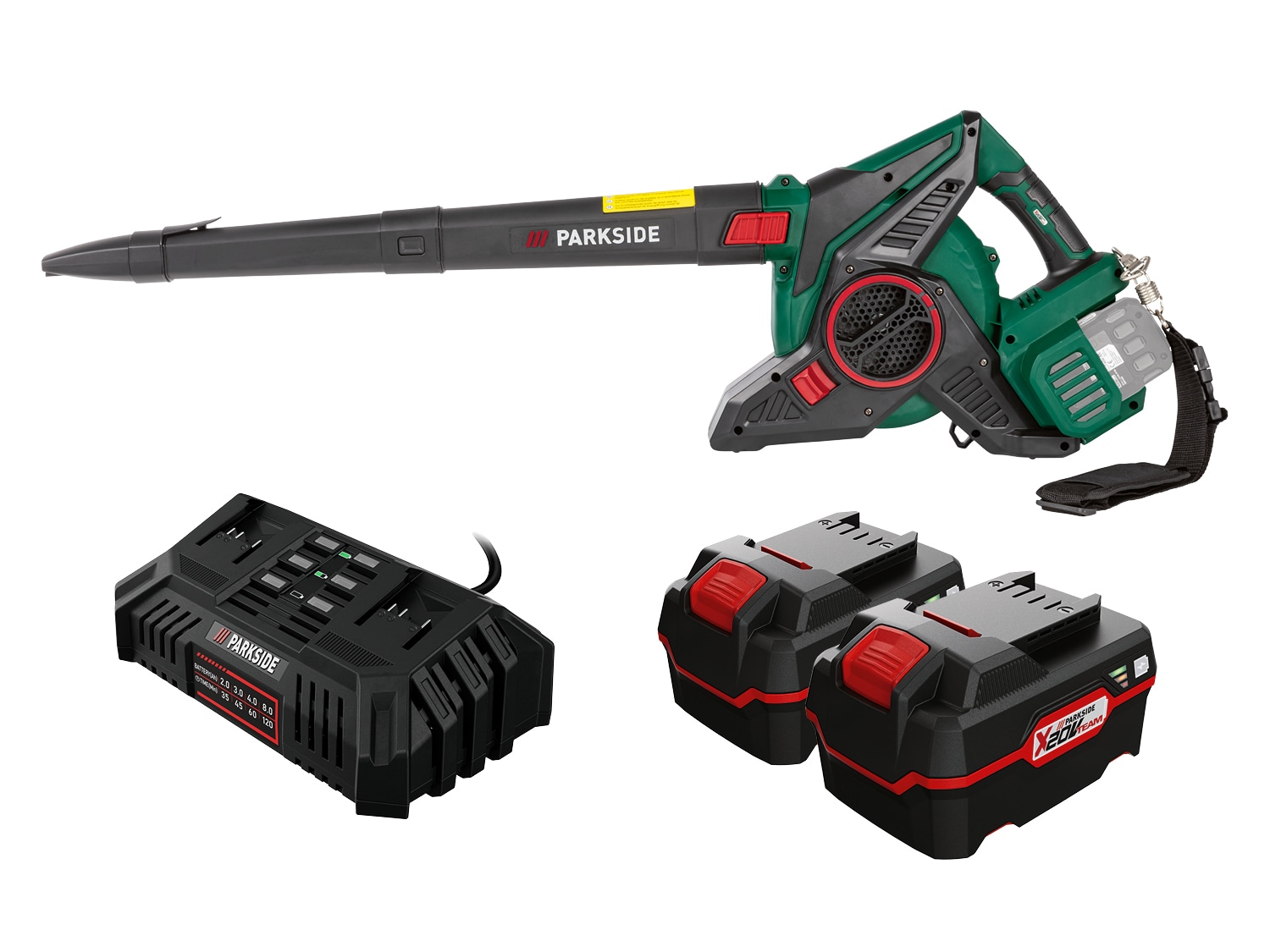 PARKSIDE® Aku vysavač / foukač listí PLSA 40-Li C2, 2x 4 Ah